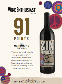 91 points, Wine Enthusiast - 2016 Mendocino Zinfandel Shelftalker