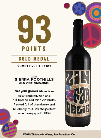 93 points, Gold Medal - 2017 Sierra Foothills Old Vine Zinfandel Shelftalker