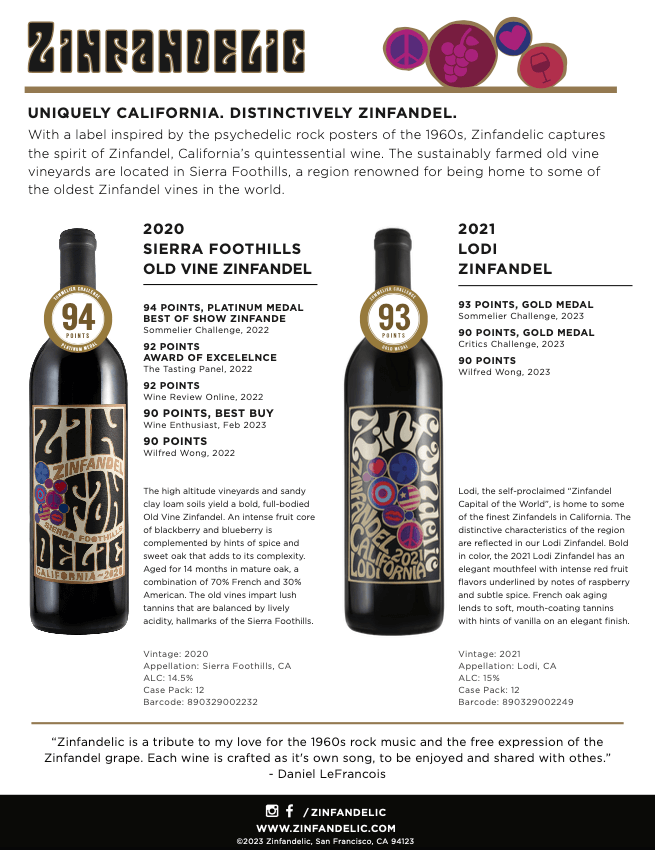 Zinfandelic Family Sales Sheet