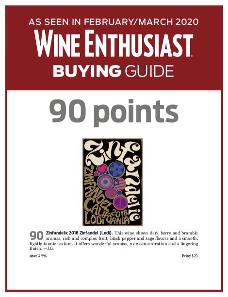 90 points - 2018 Lodi Zinfandel Shelftalker