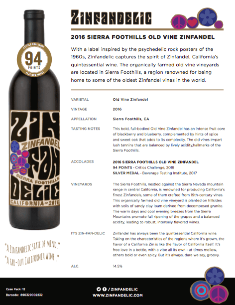 2016 Sierra Foothills Old Vine Zinfandel